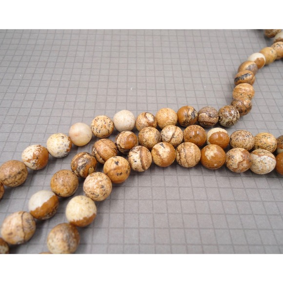 Picture Jasper  Smooth Round 8mm Bead Strand Jewelry Making Supplies Stone - Picture 1 of 2